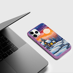 Чехол iPhone 11 Pro матовый Заснеженные тропинки радости, цвет: 3D-фиолетовый — фото 2