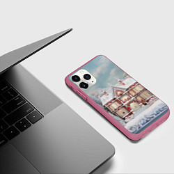 Чехол iPhone 11 Pro матовый Звездное кружево новогодней ночи, цвет: 3D-малиновый — фото 2