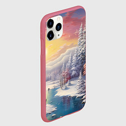 Чехол iPhone 11 Pro матовый Сказочное сияние нового года, цвет: 3D-малиновый — фото 2