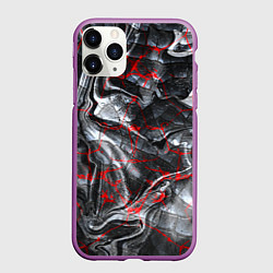 Чехол iPhone 11 Pro матовый Красные узоры, цвет: 3D-фиолетовый
