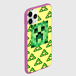 Чехол iPhone 11 Pro матовый Minecraft creeper game, цвет: 3D-фиолетовый — фото 2