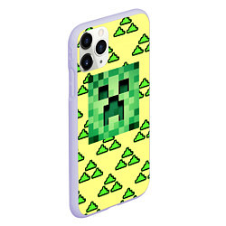 Чехол iPhone 11 Pro матовый Minecraft creeper game, цвет: 3D-светло-сиреневый — фото 2