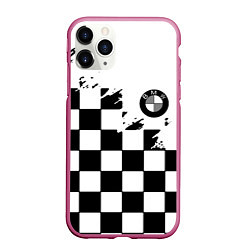 Чехол iPhone 11 Pro матовый BMW black geometry splash, цвет: 3D-малиновый