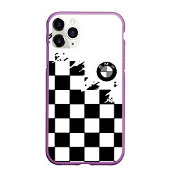 Чехол iPhone 11 Pro матовый BMW black geometry splash, цвет: 3D-фиолетовый