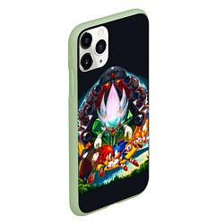 Чехол iPhone 11 Pro матовый Соник против Наклза, цвет: 3D-салатовый — фото 2