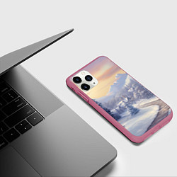 Чехол iPhone 11 Pro матовый Морозное утро с ароматом хвои, цвет: 3D-малиновый — фото 2