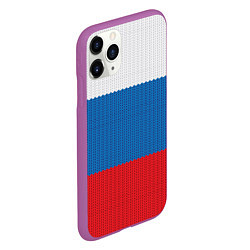 Чехол iPhone 11 Pro матовый Вязаный российский флаг, цвет: 3D-фиолетовый — фото 2