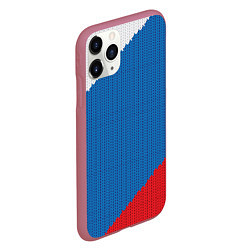 Чехол iPhone 11 Pro матовый Белый синий красный вязаный фон, цвет: 3D-малиновый — фото 2
