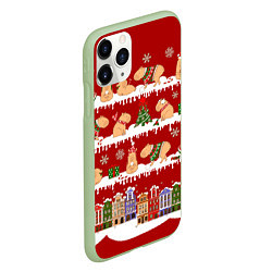 Чехол iPhone 11 Pro матовый Капибара с семьей на Новый год, цвет: 3D-салатовый — фото 2