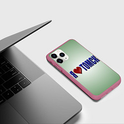 Чехол iPhone 11 Pro матовый Я люблю Томск, цвет: 3D-малиновый — фото 2