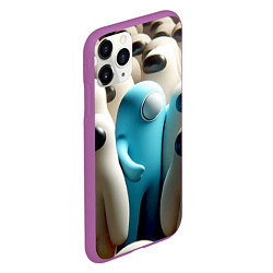 Чехол iPhone 11 Pro матовый Among us - ai art - video game, цвет: 3D-фиолетовый — фото 2