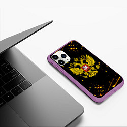 Чехол iPhone 11 Pro матовый СССР жёлтые краски, цвет: 3D-фиолетовый — фото 2