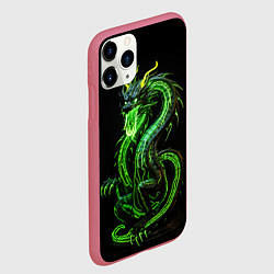 Чехол iPhone 11 Pro матовый Светящийся зеленый дракон 2024, цвет: 3D-малиновый — фото 2