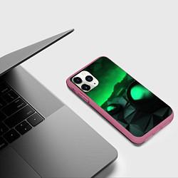Чехол iPhone 11 Pro матовый Асимметрия растительного узора, цвет: 3D-малиновый — фото 2