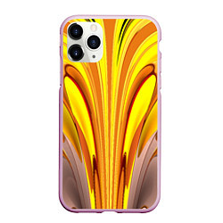 Чехол iPhone 11 Pro матовый Вытянутые желтые полосы, цвет: 3D-розовый