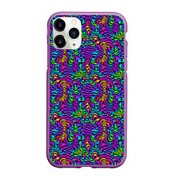 Чехол iPhone 11 Pro матовый Multicolored stripes, цвет: 3D-фиолетовый