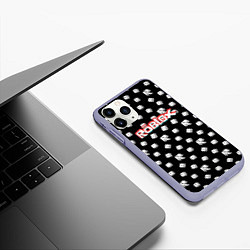 Чехол iPhone 11 Pro матовый Roblox pattern game, цвет: 3D-светло-сиреневый — фото 2