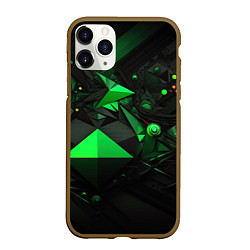 Чехол iPhone 11 Pro матовый Абстрактный лабиринт зелени, цвет: 3D-коричневый