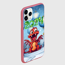 Чехол iPhone 11 Pro матовый Красный дракон 2024, цвет: 3D-малиновый — фото 2