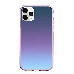 Чехол iPhone 11 Pro матовый Градиент синий фиолетовый голубой, цвет: 3D-розовый