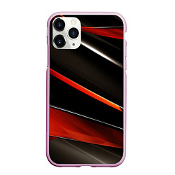 Чехол iPhone 11 Pro матовый Красные и черные вставки, цвет: 3D-розовый