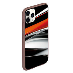 Чехол iPhone 11 Pro матовый Оранжевая и металлическая абстракция, цвет: 3D-коричневый — фото 2