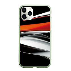 Чехол iPhone 11 Pro матовый Оранжевая и металлическая абстракция, цвет: 3D-салатовый