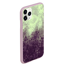 Чехол iPhone 11 Pro матовый Абстракция - фиолетовые пятна на зеленом фоне, цвет: 3D-розовый — фото 2