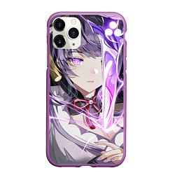 Чехол iPhone 11 Pro матовый Genshin Impact Raiden Baal, цвет: 3D-фиолетовый