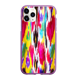 Чехол iPhone 11 Pro матовый Атласная ткань узбекского народа - икат, цвет: 3D-фиолетовый