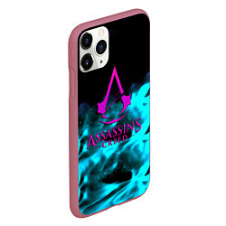 Чехол iPhone 11 Pro матовый Assassins Creed flame neon, цвет: 3D-малиновый — фото 2
