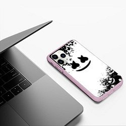 Чехол iPhone 11 Pro матовый Marshmello dj краски, цвет: 3D-розовый — фото 2