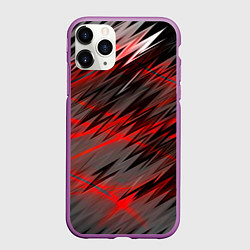 Чехол iPhone 11 Pro матовый Красные полосы надрезы, цвет: 3D-фиолетовый