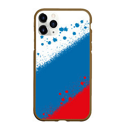 Чехол iPhone 11 Pro матовый Российский триколор, цвет: 3D-коричневый