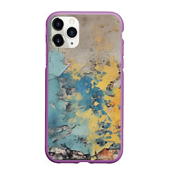 Чехол iPhone 11 Pro матовый Гранжевая стена с краской, цвет: 3D-фиолетовый