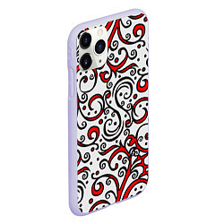 Чехол iPhone 11 Pro матовый Красный кружевной узор, цвет: 3D-светло-сиреневый — фото 2
