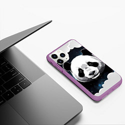 Чехол iPhone 11 Pro матовый Панда портрет, цвет: 3D-фиолетовый — фото 2