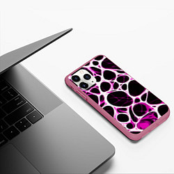 Чехол iPhone 11 Pro матовый Розовая морская волна, цвет: 3D-малиновый — фото 2