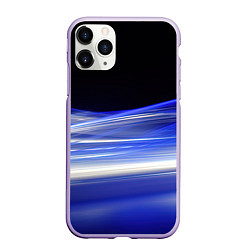 Чехол iPhone 11 Pro матовый Синие волны на черном, цвет: 3D-светло-сиреневый