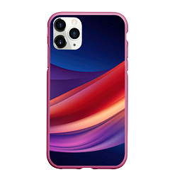 Чехол iPhone 11 Pro матовый Абстрактные синие волны, цвет: 3D-малиновый