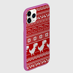 Чехол iPhone 11 Pro матовый Динозаврик гугл хром - красный, цвет: 3D-фиолетовый — фото 2