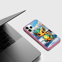 Чехол iPhone 11 Pro матовый Крошечный дракон зимы 2024, цвет: 3D-малиновый — фото 2