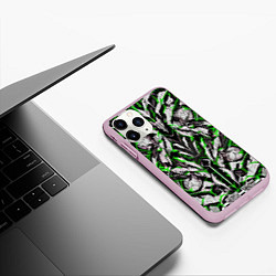 Чехол iPhone 11 Pro матовый Зелёная кибернетическая броня, цвет: 3D-розовый — фото 2