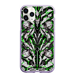Чехол iPhone 11 Pro матовый Зелёная кибернетическая броня, цвет: 3D-светло-сиреневый