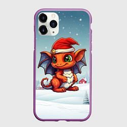 Чехол iPhone 11 Pro матовый Символ нового 2024 года дракон, цвет: 3D-фиолетовый