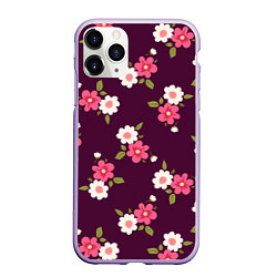 Чехол iPhone 11 Pro матовый Цветочный паттерн в розовых оттенках, цвет: 3D-светло-сиреневый