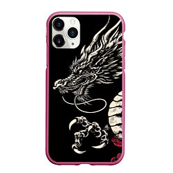 Чехол iPhone 11 Pro матовый Japanese dragon - irezumi - art, цвет: 3D-малиновый