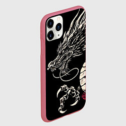 Чехол iPhone 11 Pro матовый Japanese dragon - irezumi - art, цвет: 3D-малиновый — фото 2