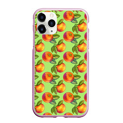Чехол iPhone 11 Pro матовый Апельсинки с листьями, цвет: 3D-розовый