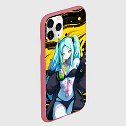 Чехол iPhone 11 Pro матовый Ребекка и Киберпанк, цвет: 3D-малиновый — фото 2